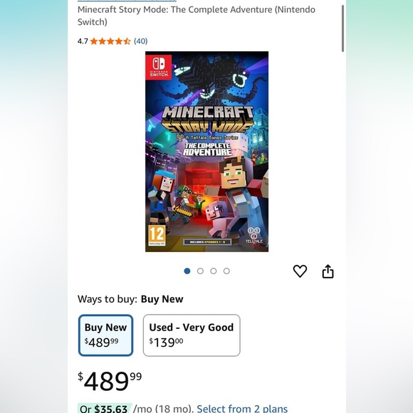 Minecraft Story Mode Nintendo Video Games for Switch - Picture 1 of 5